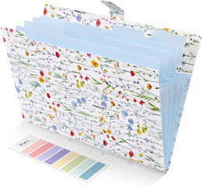 Accordion File Organizer, Floral Expanding File Folders with 5 Pockets, Cute Doc