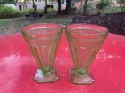 Jeanette Glass Company Green Depression Glass Two 7oz Tumblers  / Adam Pattern