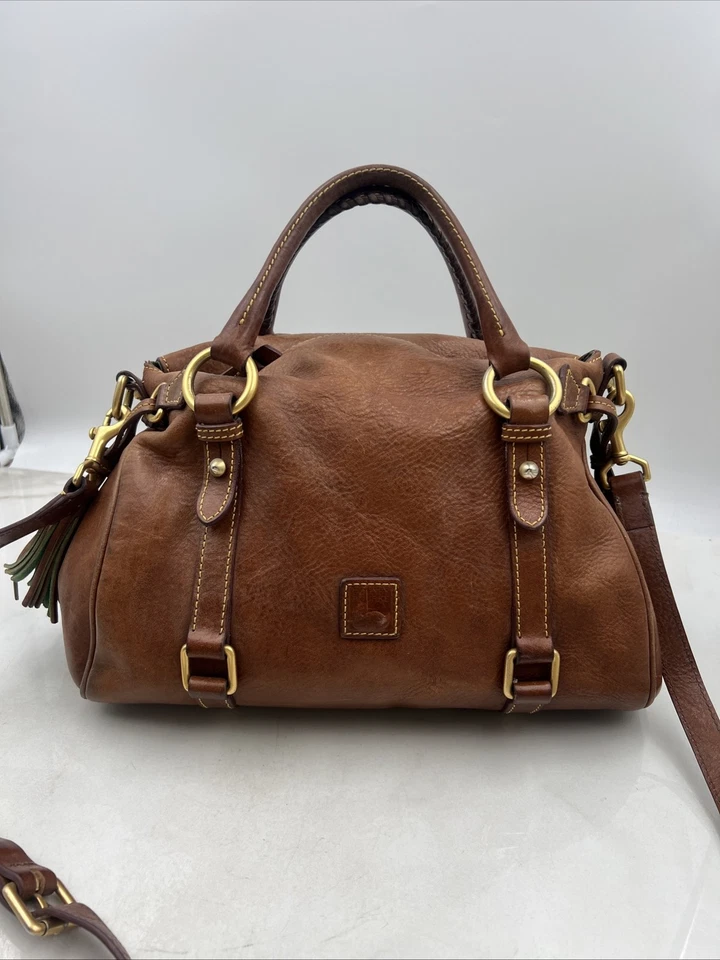 Bolsa satchel feminina Dooney & Bourke bolsa de couro borla vintage florentina - Imagem 3 de 4