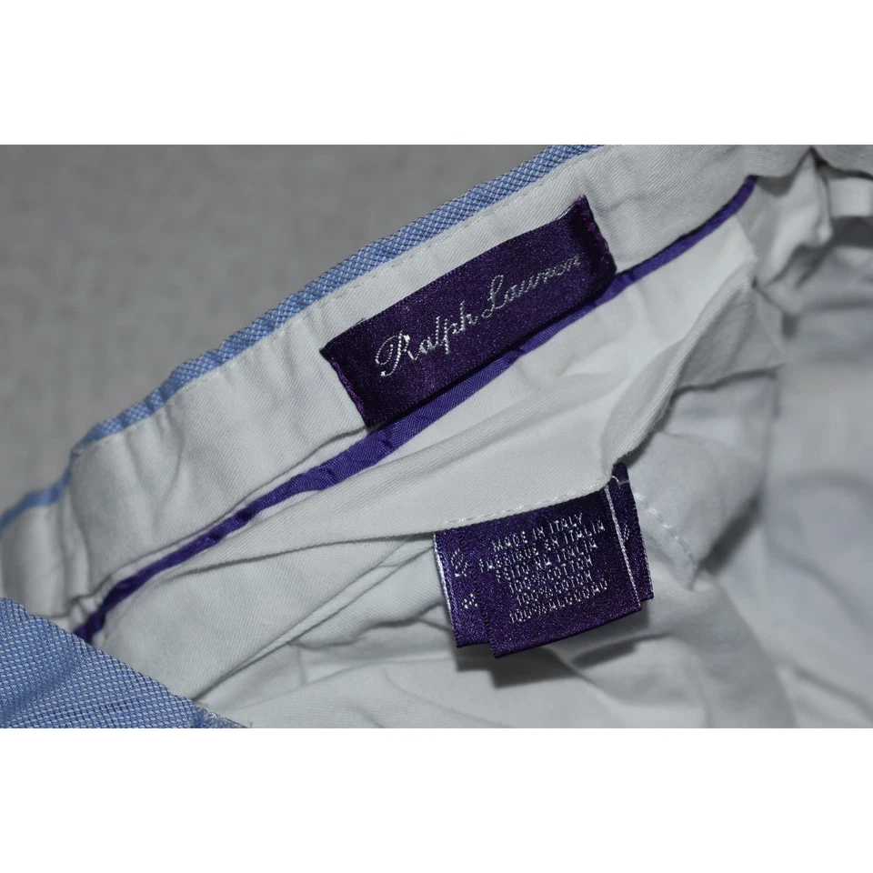 Pantalones Cortos Ralph Lauren Etiqueta Púrpura Para Hombre Talla 34 Azul Plisado Hecho en Italia 9" Entrepierna  Foto 4 de 4