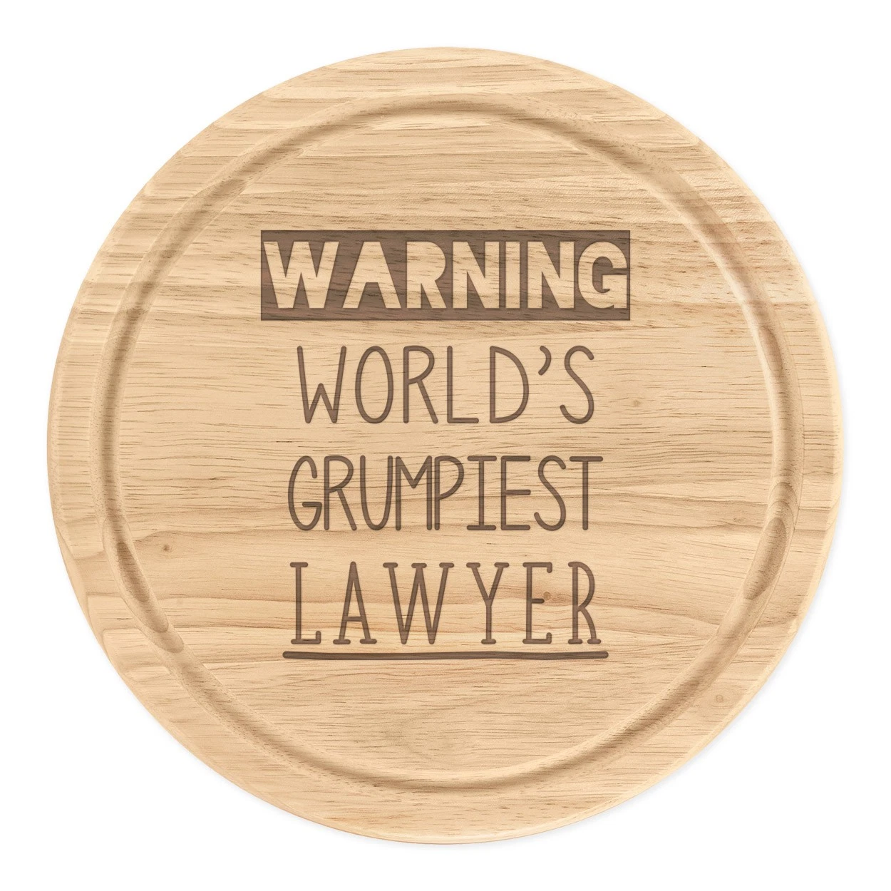 Warning World's Grumpiest Lawyer Round Chopping Cheese Board Awesome Best Joke