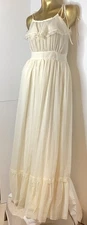 Vintage 70s Gunne Sax Dress Sleeveless Nightgown Size 9 Jessica Ivory Women’s