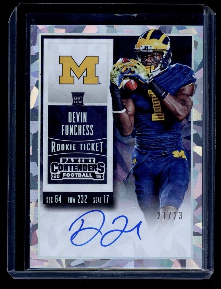 2015 Panini Contenders Devin Funchess Rookie Cracked Ice College Ticket Auto /23