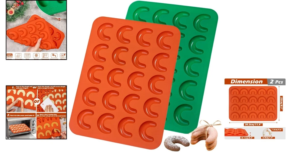 Vanillekipferl Backform Silikon 2 Stück Keksform Keksausstecher flexibel - Bild 2 von 4