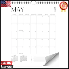 Beautiful 2025-2026 Wall Calendar - Runs from January 2025 until Black-White New