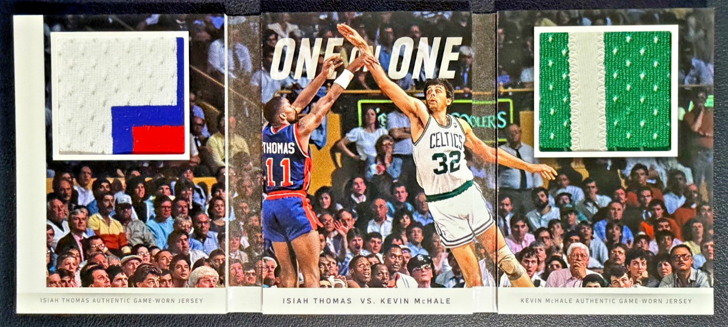 ISIAH THOMAS / KEVIN MCHALE 2014 Preferred VS 1on1 Game-Worn Patches Prime 06/10