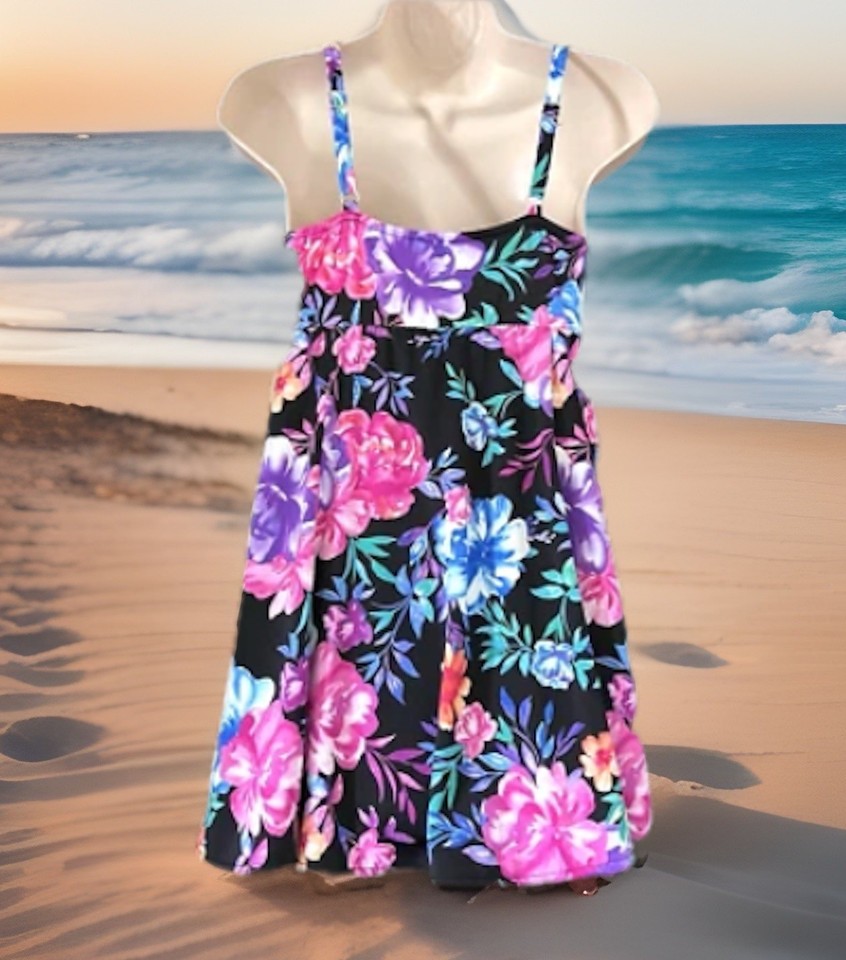 Paradise Bay Black Pink Purple Floral One Piece Tummy Control Swimsuit paradise-bay-black-pink-purple-floral-one-piece-tummy-control-swimsuit