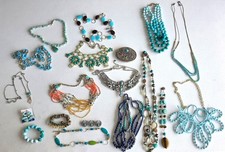 SW Turquoise Like Costume Jewelry Lot, Neckla...