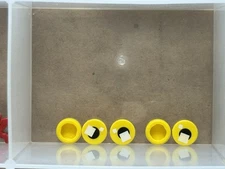 LEGO Parts - Yellow Tile, Round 1 x 1 2 White Squares - No 98138pb355 - QTY 5