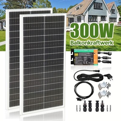 300W Wechselrichter PV Balkonkraftwerk Solarpanel Mono + 200W Glass Solarmodule