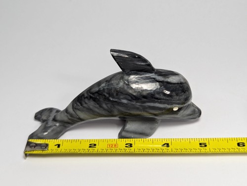 Estatuilla de delfín de mármol tallado 5" gris - Imagen 17 de 24