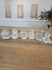 Mosser Moser Satin Frosted Clear Glass Holiday Christmas Figurines Set Of 6