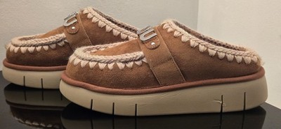 Mou Bounce Clog slippers Size 39/US W8.5 Brown Cognac Suede Slippers