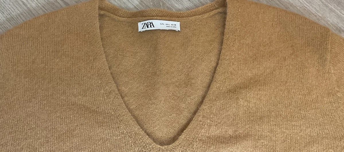 Zara Loose Oversize Cashmere Jumper Camel Beige Brown Size L 18