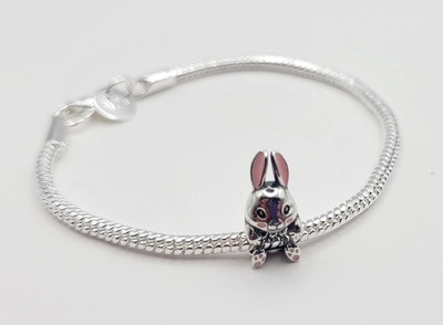 925 Sterling Silber Bettelarmband mit 925 Sterling Hase Charm, 6,2''
