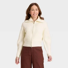 Women's Full Zip Cardigan - Universal Thread Cream M