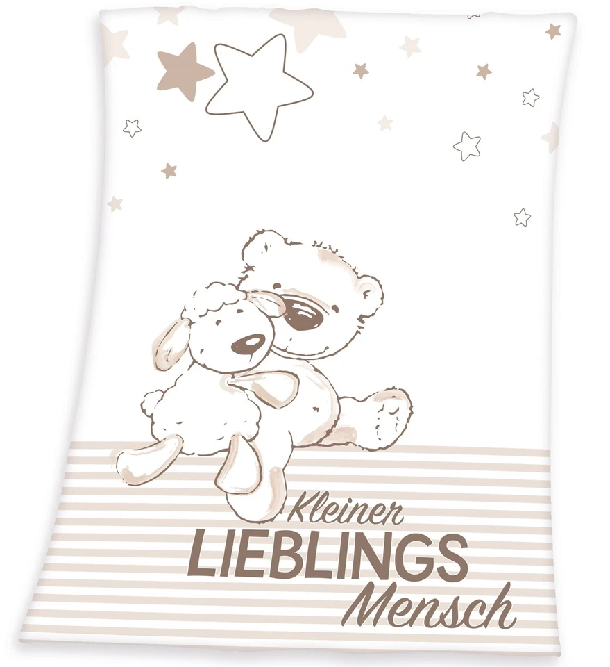 HERDING KLAUS GMBH Babydecke Kinderdecke Kuscheldecke Flauschdecke mit Motiv Sterne Creme 75x100 cm