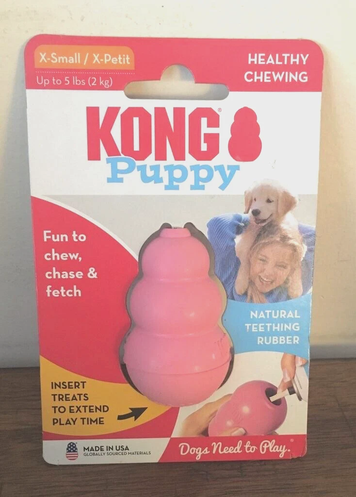 KONG - Puppy Toy Natural Teething Rubber - Fun to Chew, Chase and