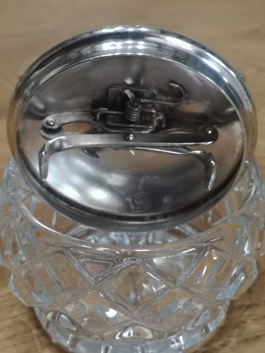 Antiguo azucarero de vidrio y plato de plata tapa de azúcar - Imagen 2 de 3