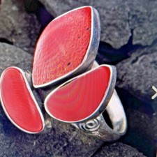 Natural Sponge Coral Ring in 925 Sterling Silver Size 9.0 5.5 g
