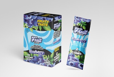 Fruit Cone Box of  10 pouches Blueberry Og Flavor Natural Cones king size