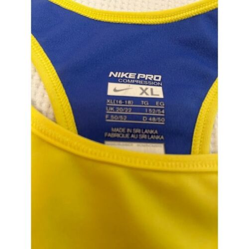 Nike Pro Dri-Fit Compression Tank Top XL Yellow & Blue - Picture 2 of 6