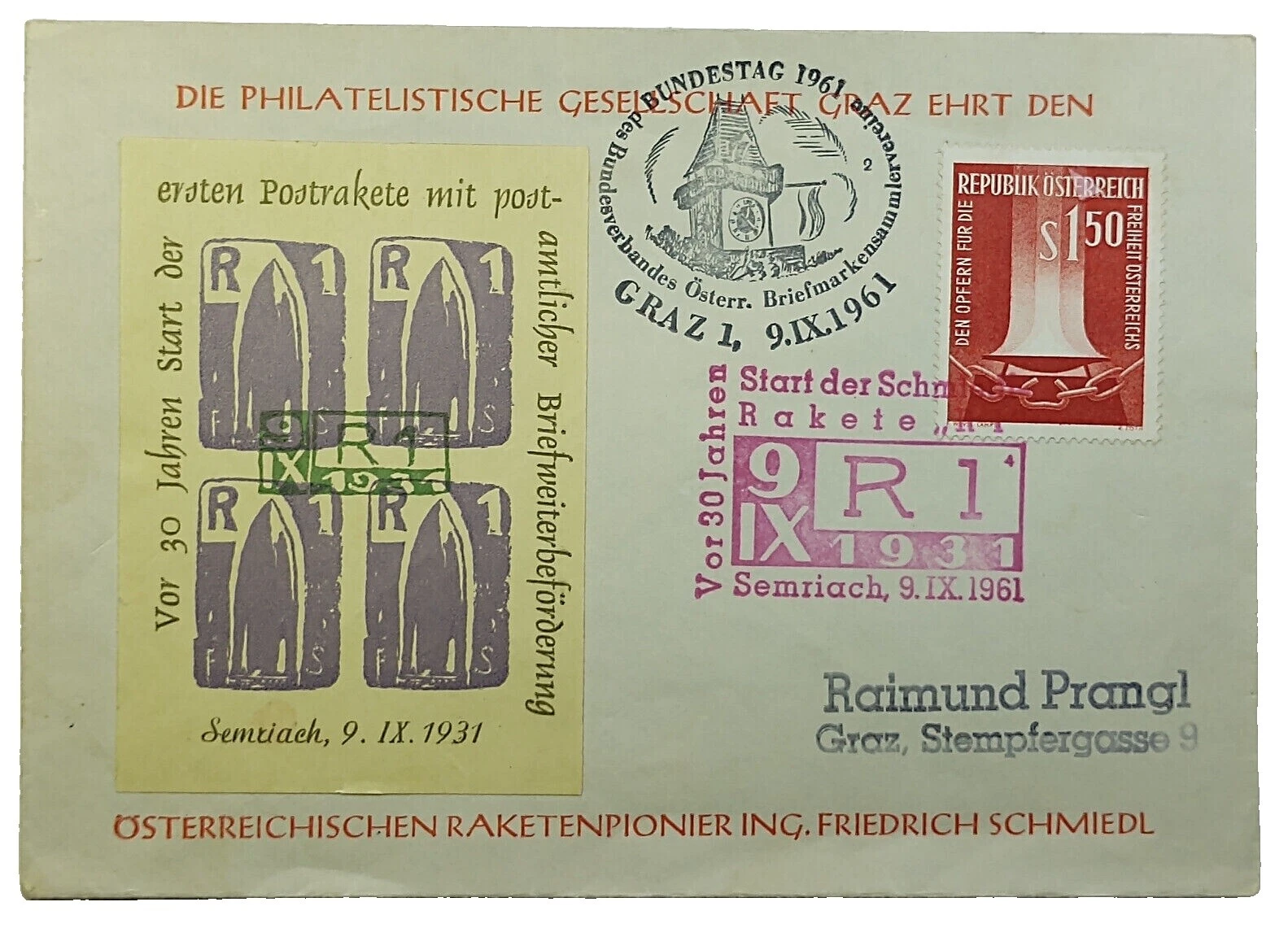 Pictorial Cancellation Used Cover Austrian Stamps