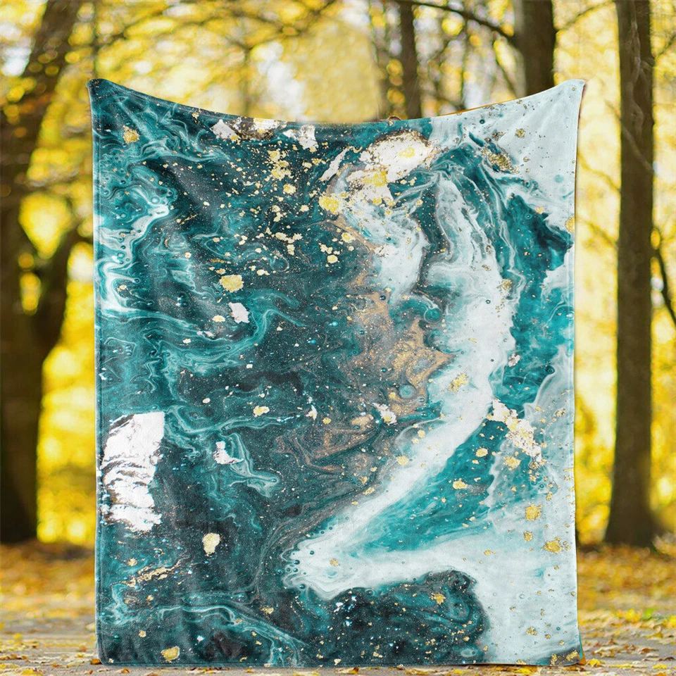 Marbled Marbling Bedspread Sofa Throw Blanket Holiday Christmas Birthday Gift - Image 2 of 4