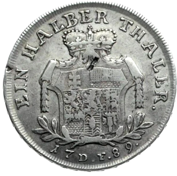 Hesse Kassel 1789 1/2 Taler Thaler Silver Coin Germany German State Cassel - Image 3 of 4