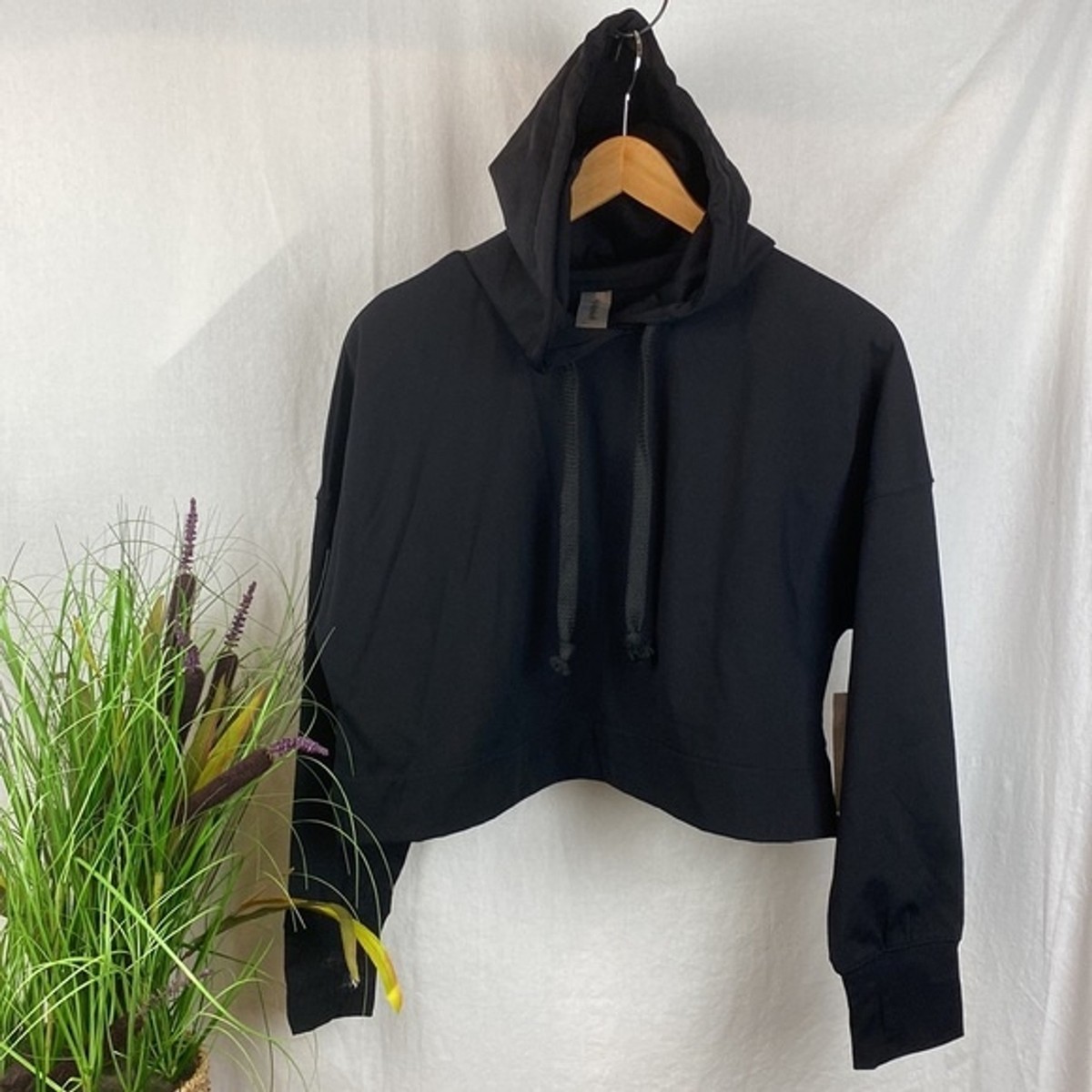 AS Revival Black Cropped Hoody Long Sleeve Sweatshirt Top S NEW | eBay