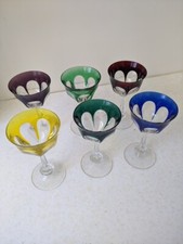 Set of Six Saint Louis Crystal Cut Wine Glasses Baccarat Style