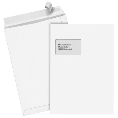 Versandtaschen C4 weiß mit Fenster DIN A4 Selbstklebend Briefumschläge Versand
