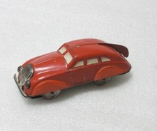 VINTAGE D.R.P. GERMANY 1940s RARE TIN RED SEDAN WIND UP TOY - 4.5"