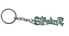 Star Vintage Shiny Keychain Glitter Glistening Script Metal Enamel Keyring Gift