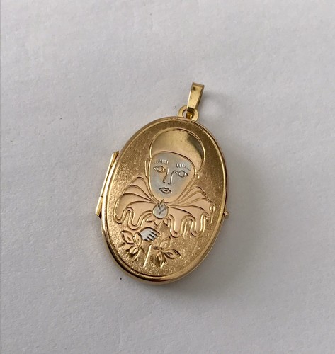 🌹PIERROT CLOWN LOCKET PENDANT SOLID 375 9CT 9KT YELLOW GOLD AND WHITE GOLD TRIM - Picture 8 of 8