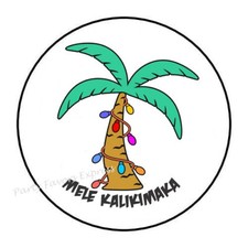 30 MELE KALIKIMAKA CHRISTMAS ENVELOPE SEALS LABELS STICKERS PARTY FAVORS 1.5"