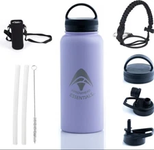 32oz Stainless Steel Insulated Water Bottle with Straw and Accessories WHITE
