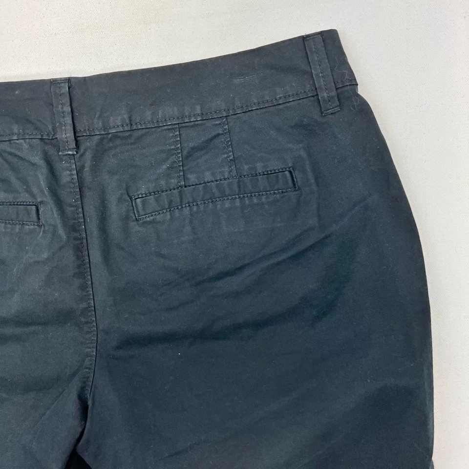 Old Navy Womens Chino Shorts Black Pocket Solid India Zip Cotton Blend Petites 4 - Image 4 of 4