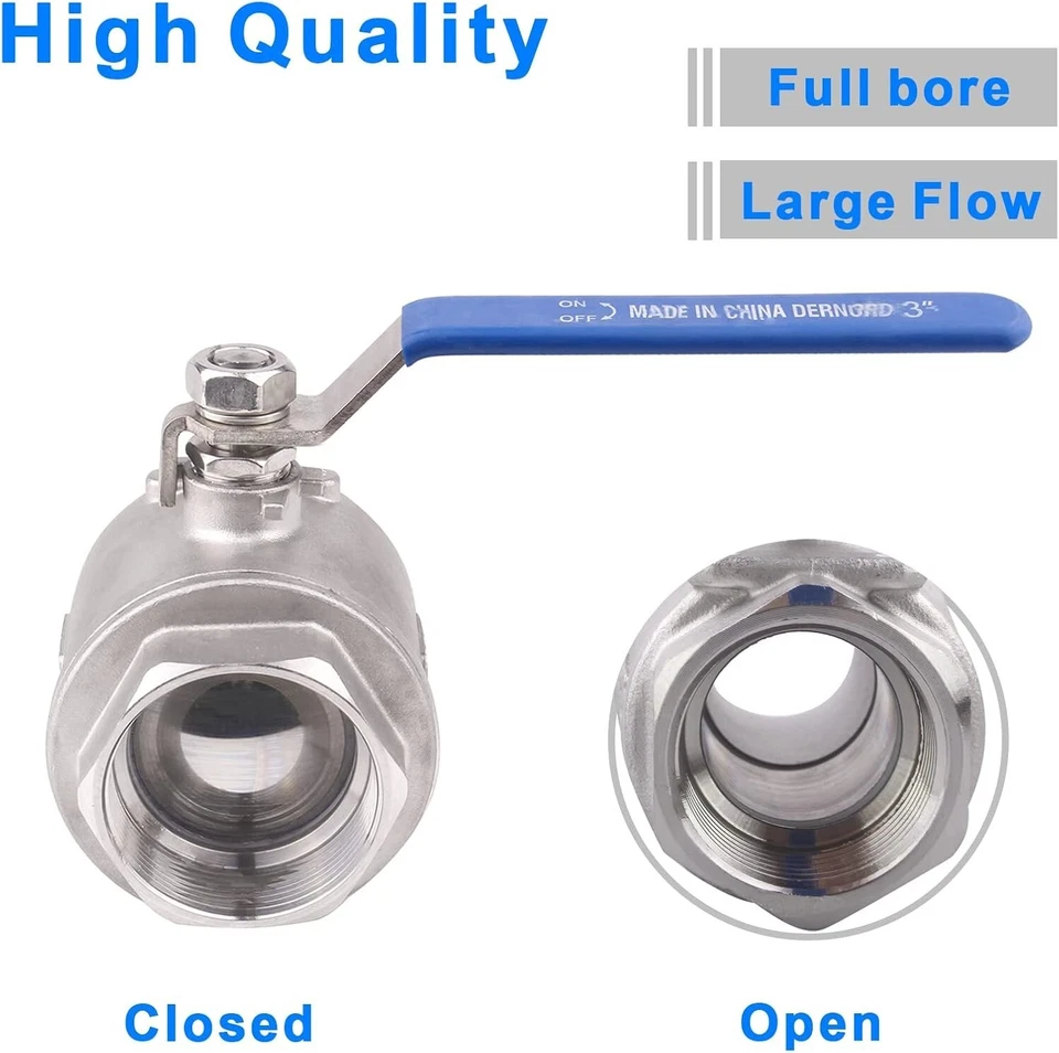 Full Port Ball Valve Stainless Steel 304 Heavy Duty for Water, Oil, and Gas w... - Image 4 of 4