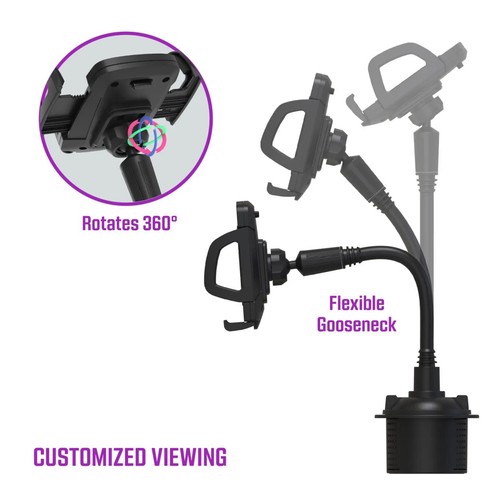 TZUMI FLEXI VIEW AUTO CUP HOLDER PHONE MOUNT FULLY ADJUSTABLE GOOSENECK HOLDER - Picture 3 of 4
