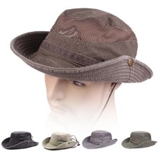Sun Protection Hat Bucket Cargo Safari Bush Jungle Summer Fishing Cotton Netcap