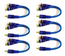 Audiotek AT-Y2F1M RCA Y-Adapter 1 Male 2 Female Gold Plated Splitter 6 Pieces