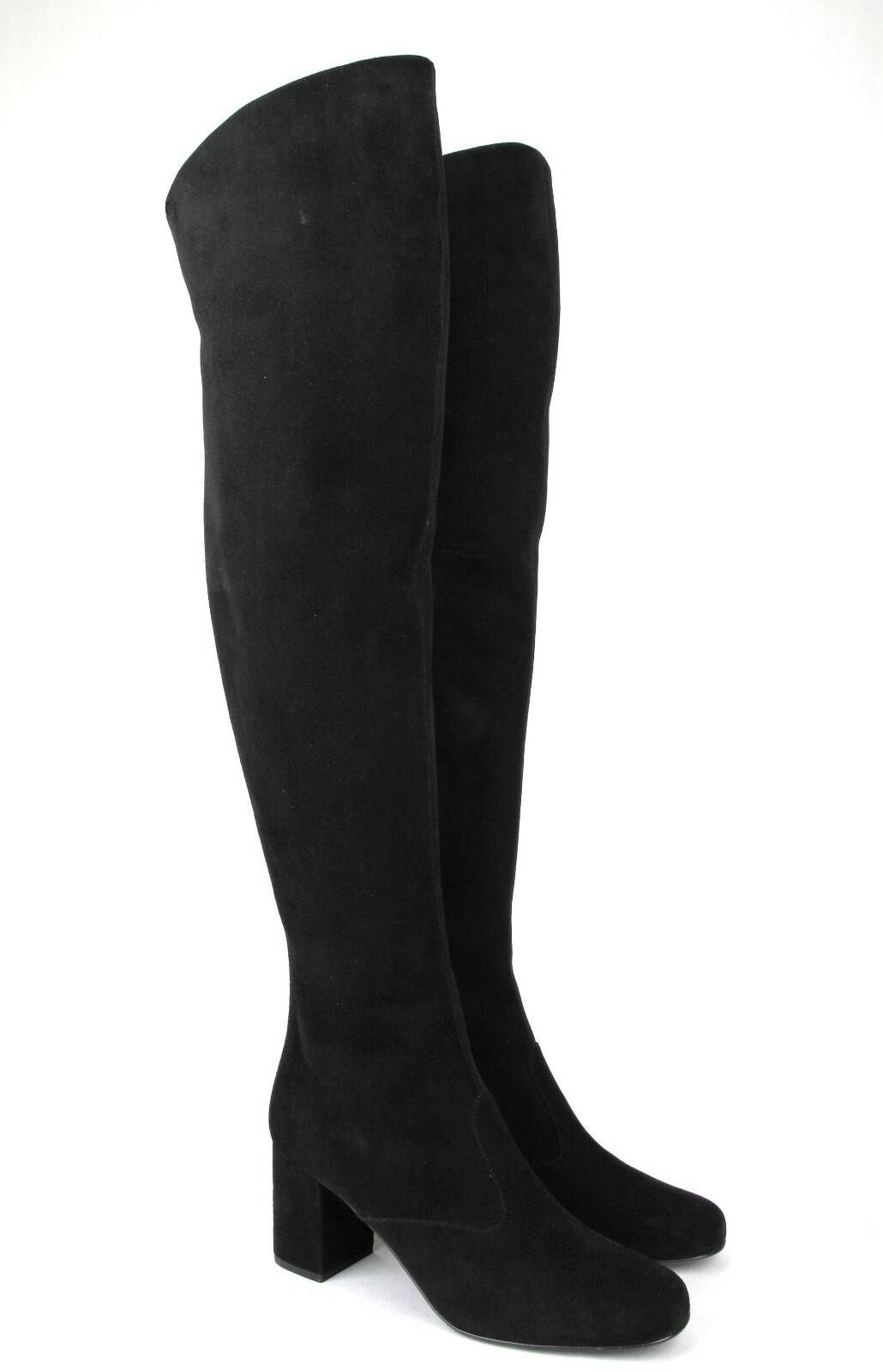 Stivali sopra il ginocchio YSL Saint Laurent neri scamosciati BB 70 $1595 393826 1000