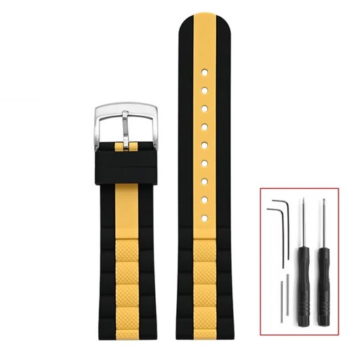 Correa de reloj deportivo impermeable de goma de buceo colorida broche de hebilla unisex 22 mm - Imagen 13 de 18
