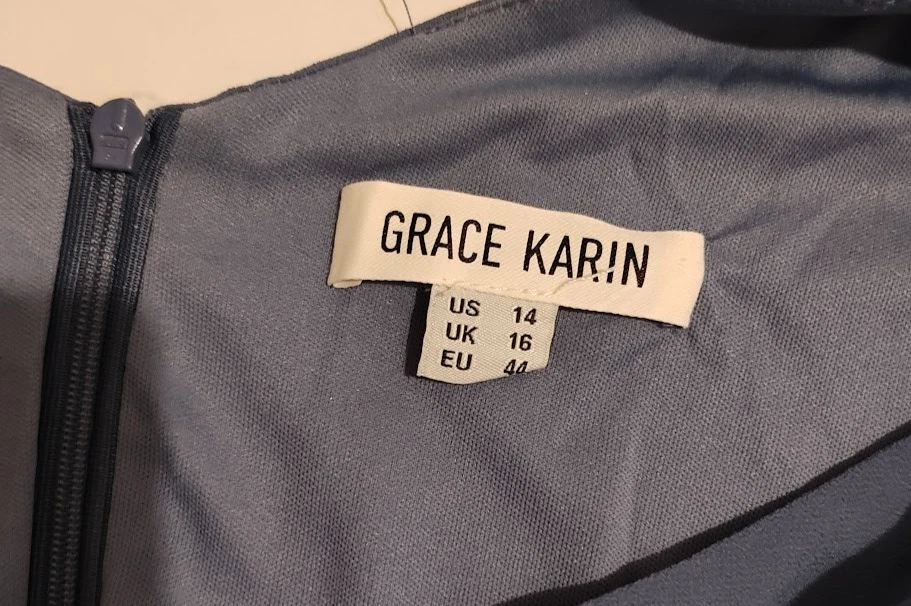 Vestido Grace Karin Azul Pavo Real de Gasa Mangas Acampanadas 14 con Evaluaciones Foto 4 de 4