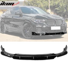 Fits 20-23 BMW G06 X6 M Sport IKON Style Gloss Black Front Bumper Lip ABS 4PCS