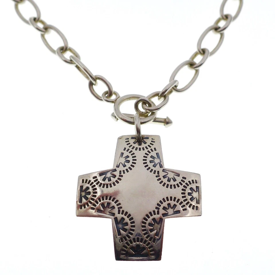 Collar de eslabones SILPADA 17 pulgadas de plata de ley con colgante de cruz adjunto Foto 2 de 2