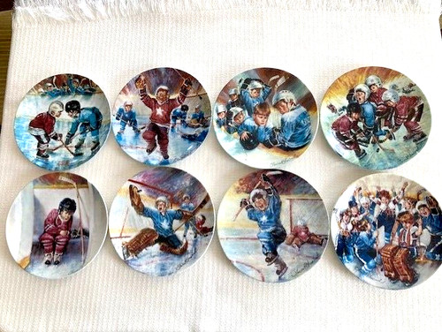 FULL SET - Stewart Sherwood "The Face-Off" series hockey-themed collector plates