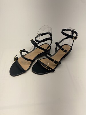 Stuart Weitzman Womens Grecian Buckle Wedge Sandal In Black Sz 7