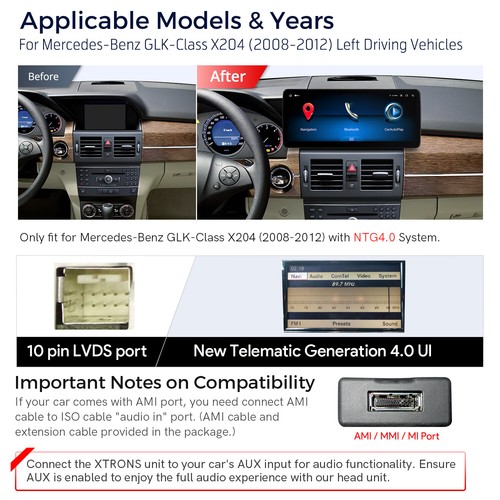 For Benz GLK-Class X204 2008-12 CarPlay Android 14 8Core Navi Car Stereo GPS DSP - Picture 6 of 16